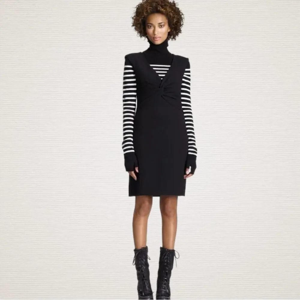 Tory Burch Patrice Sheath Dress Black Twist Front Womens Size 4 Work Cocktail
